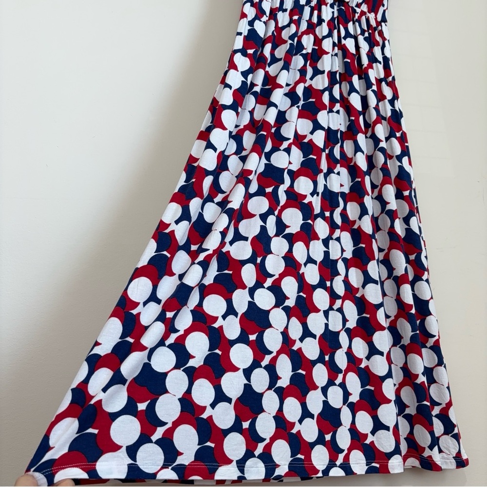 Modcloth short sleeve red navy white bold polka dots wrap V-neck pull over dress - Picture 7 of 16